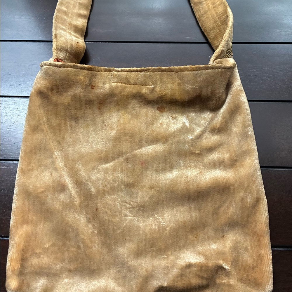 Vintage Tan and Blue Tapestry Shoulder Bag with Strap - Picture 6 of 11